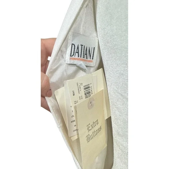 Linen Women's Ivory White Midi Wedding Dress‎ Organza Tie Bow Back Buttons SZ 14